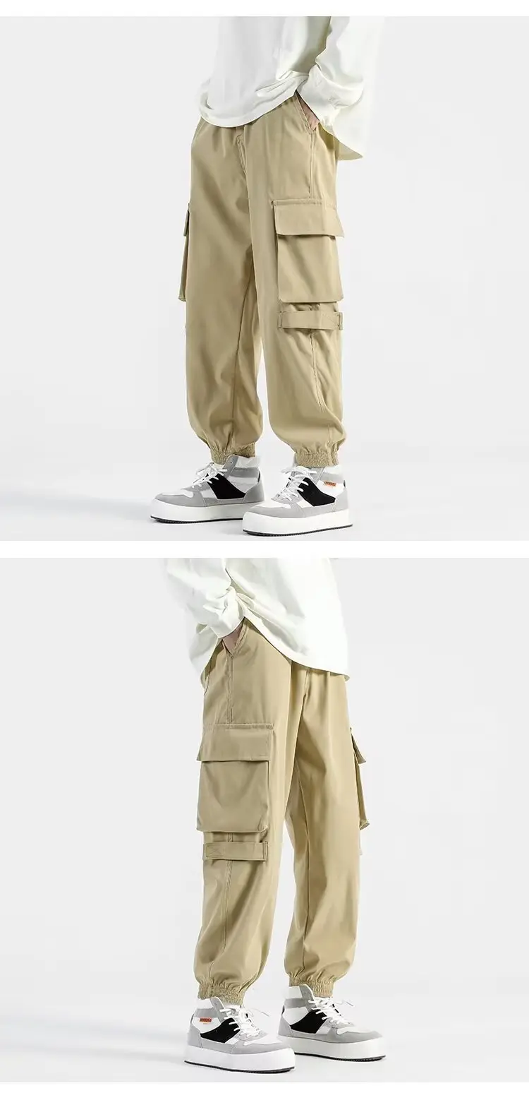 Men's Summer Thin Cargo Pants Beige Loose Fit — feature 2