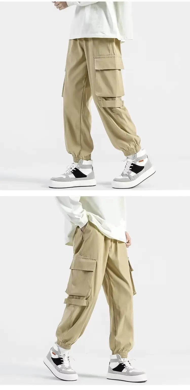 Men's Summer Thin Cargo Pants Beige Loose Fit — feature 3