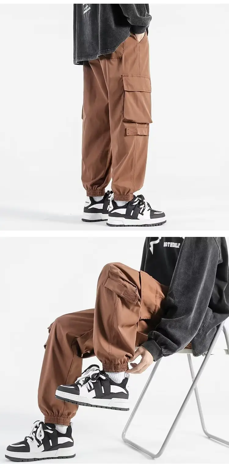 Men's Summer Thin Cargo Pants Beige Loose Fit — feature 9