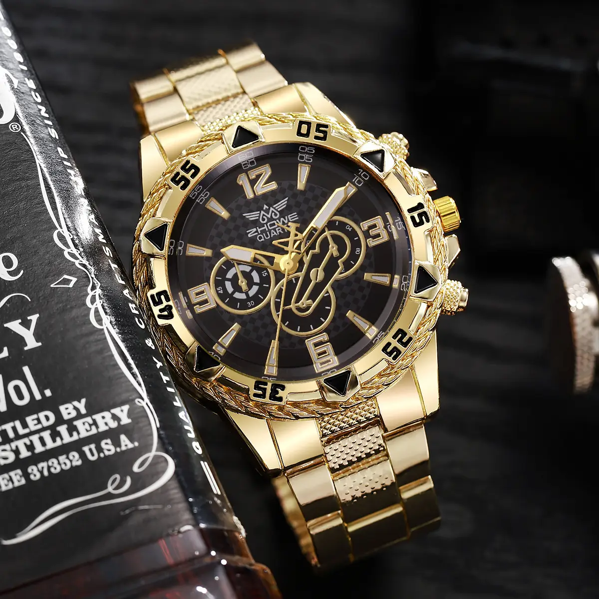 Gold Chronograph Watch for Men Blue Dial All Match - Image 5