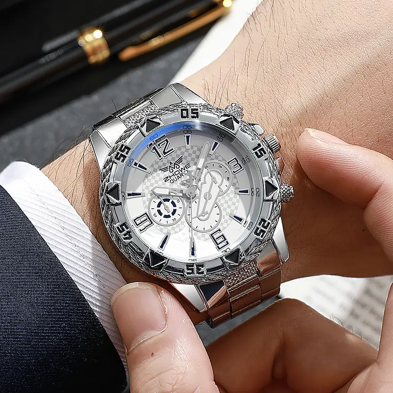 Gold Chronograph Watch for Men Blue Dial All Match - Image 7