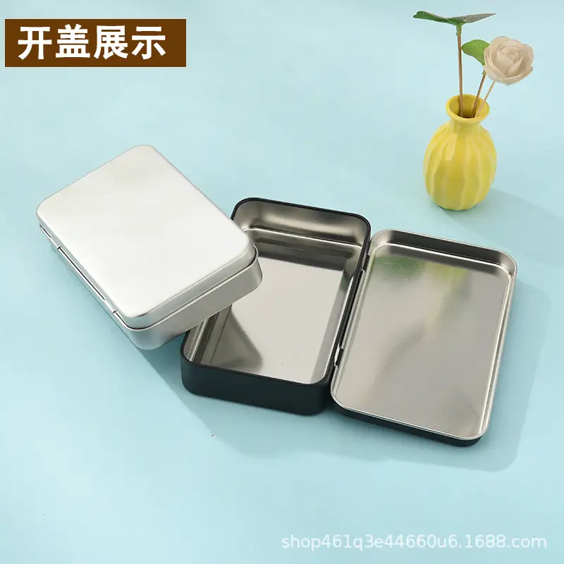 Tin Box SqUare Jewelry Gift SUgar Box Metal Packaging Storage Flip-top Iron Box U Disk Empty Box Portable Small