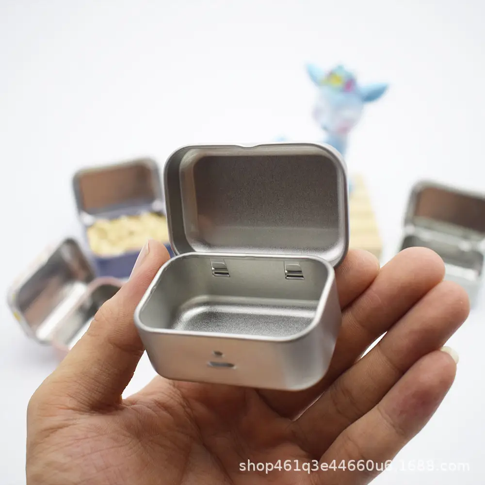 Tin Box SqUare Jewelry Gift SUgar Box Metal Packaging Storage Flip-top Iron Box U Disk Empty Box Portable Small