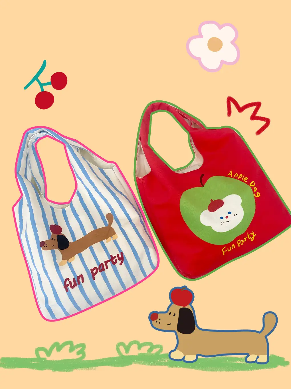 Cute Cat Design Red Flocking Shoulder Bag Large Capacity - Image 20