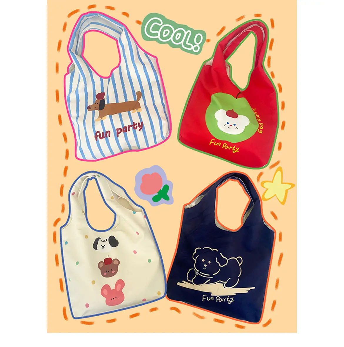 Cute Cat Design Red Flocking Shoulder Bag Large Capacity — feature 2