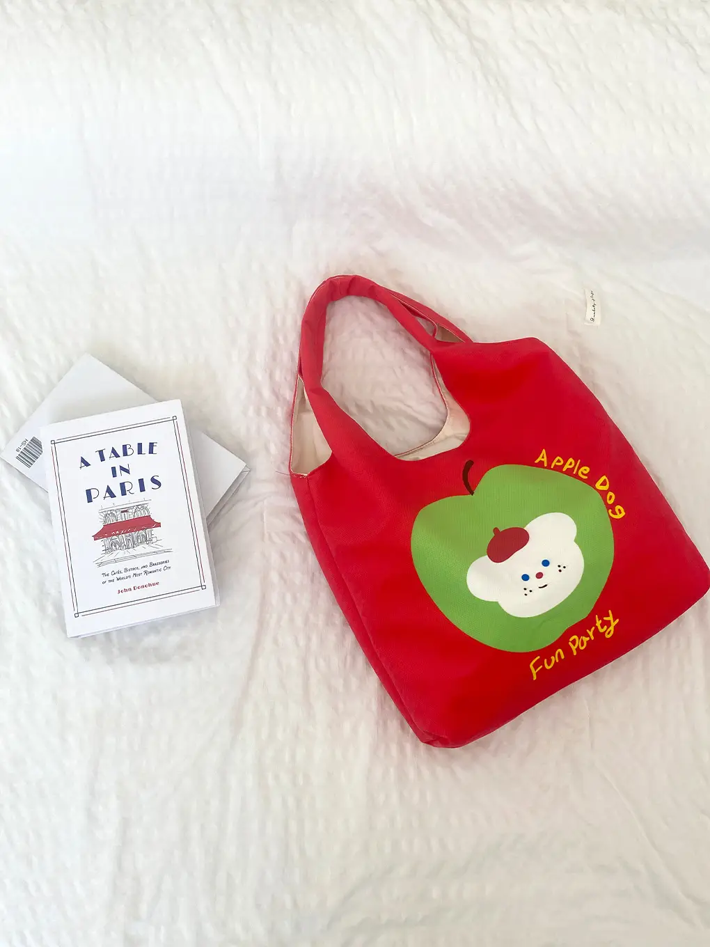 Cute Cat Design Red Flocking Shoulder Bag Large Capacity - Image 13