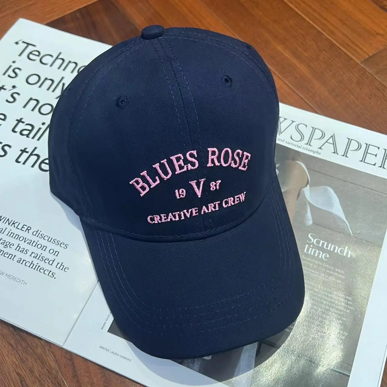 Women Baseball Cap Beige 1970s Embroidered - Image 3