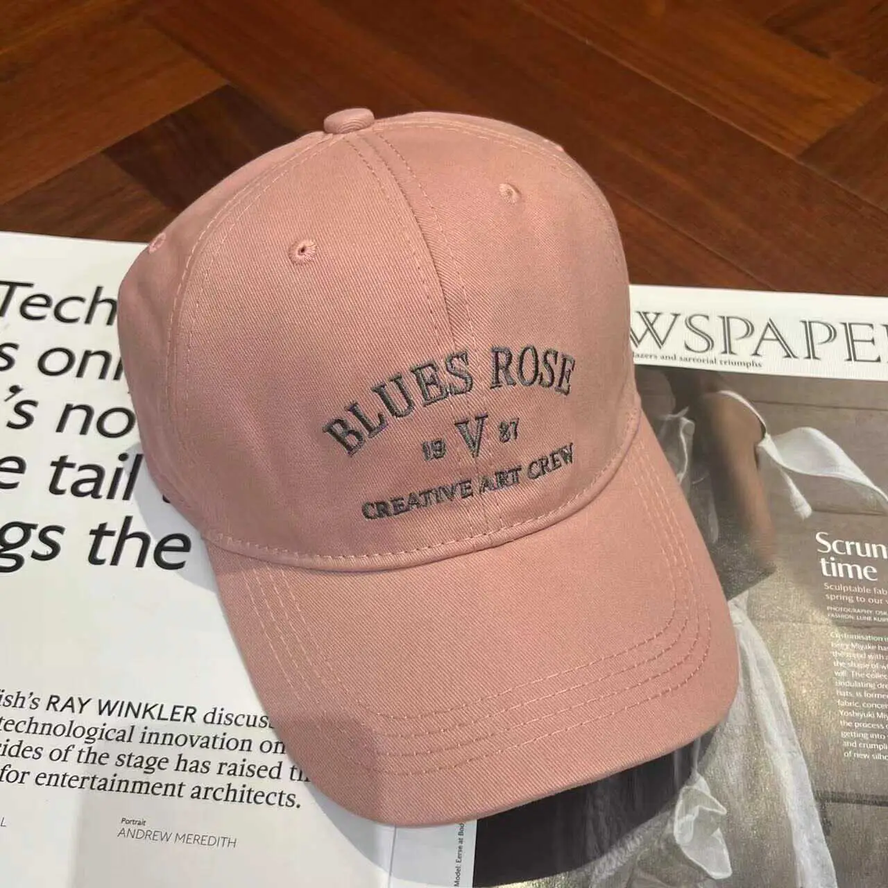 Women Baseball Cap Beige 1970s Embroidered - Image 6