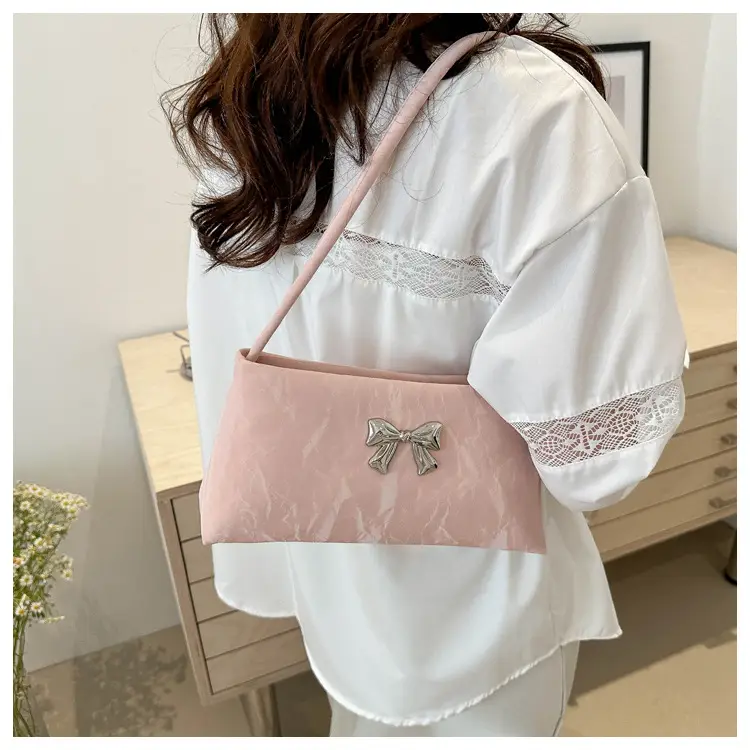 Black Bow Embroidered Women's Shoulder Bag — feature 19