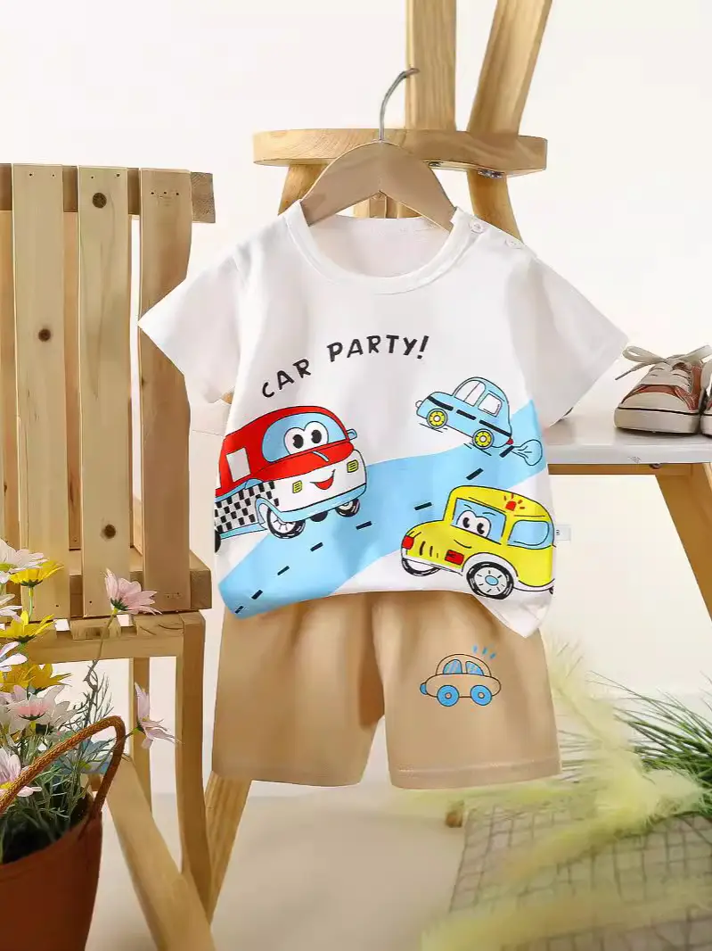 Boys Cotton Frog Print Shorts Suit Summer - Image 29