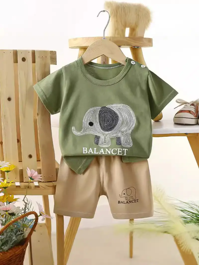 Boys Cotton Frog Print Shorts Suit Summer - Image 30
