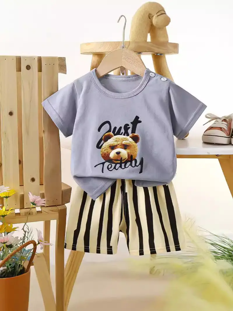 Boys Cotton Frog Print Shorts Suit Summer - Image 31