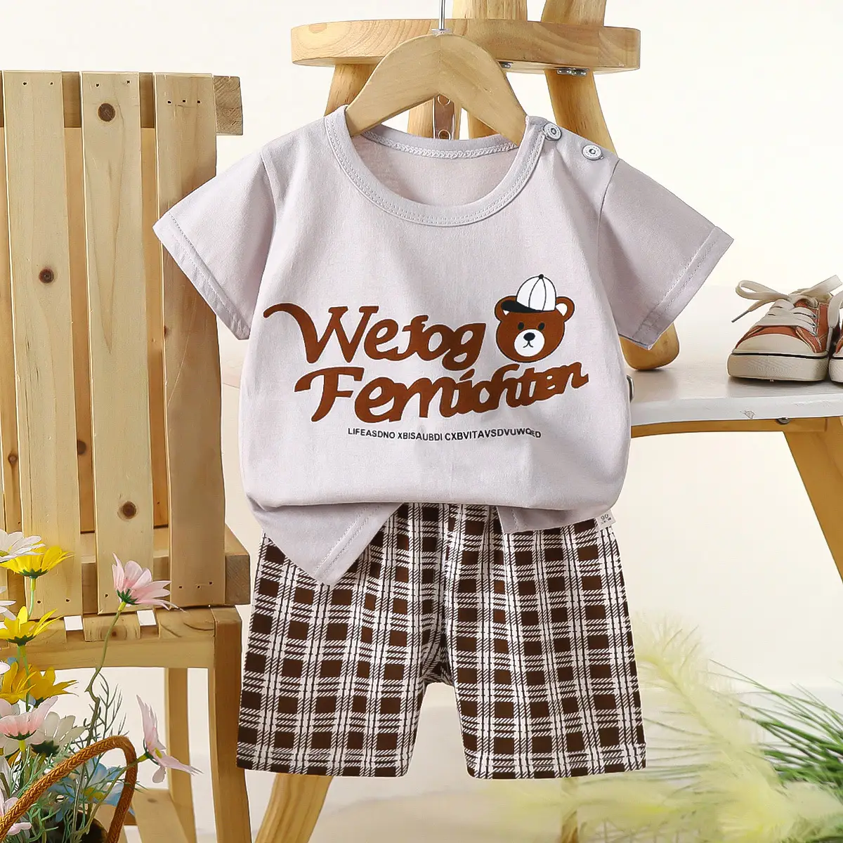 Boys Cotton Frog Print Shorts Suit Summer - Image 4