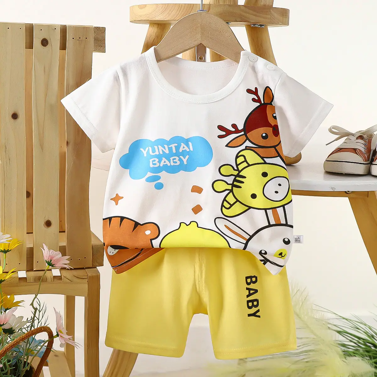 Boys Cotton Frog Print Shorts Suit Summer - Image 5