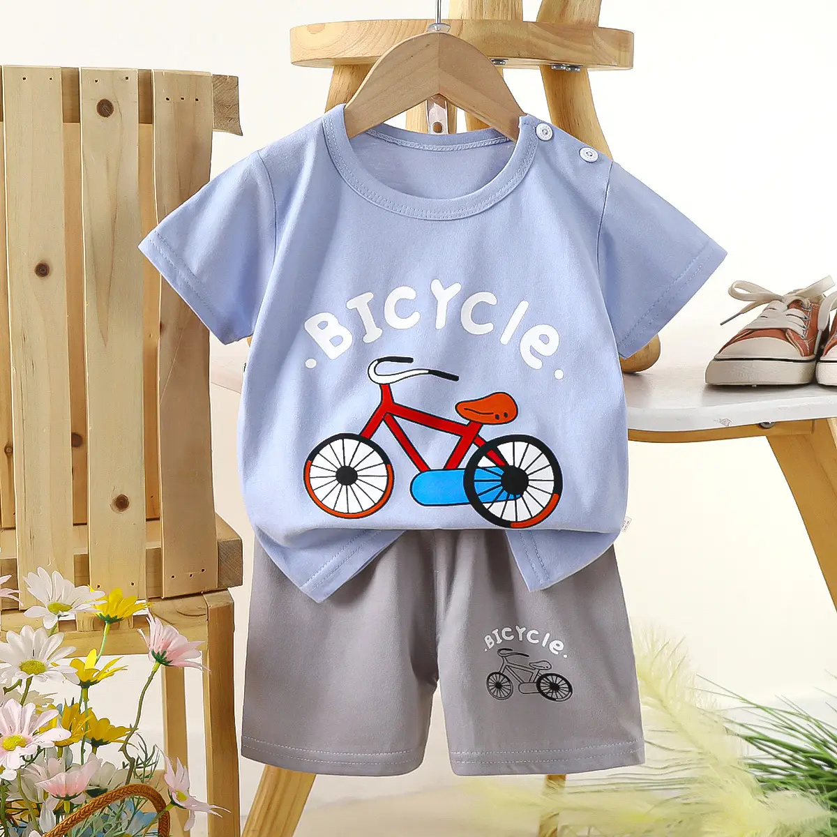Boys Cotton Frog Print Shorts Suit Summer - Image 8