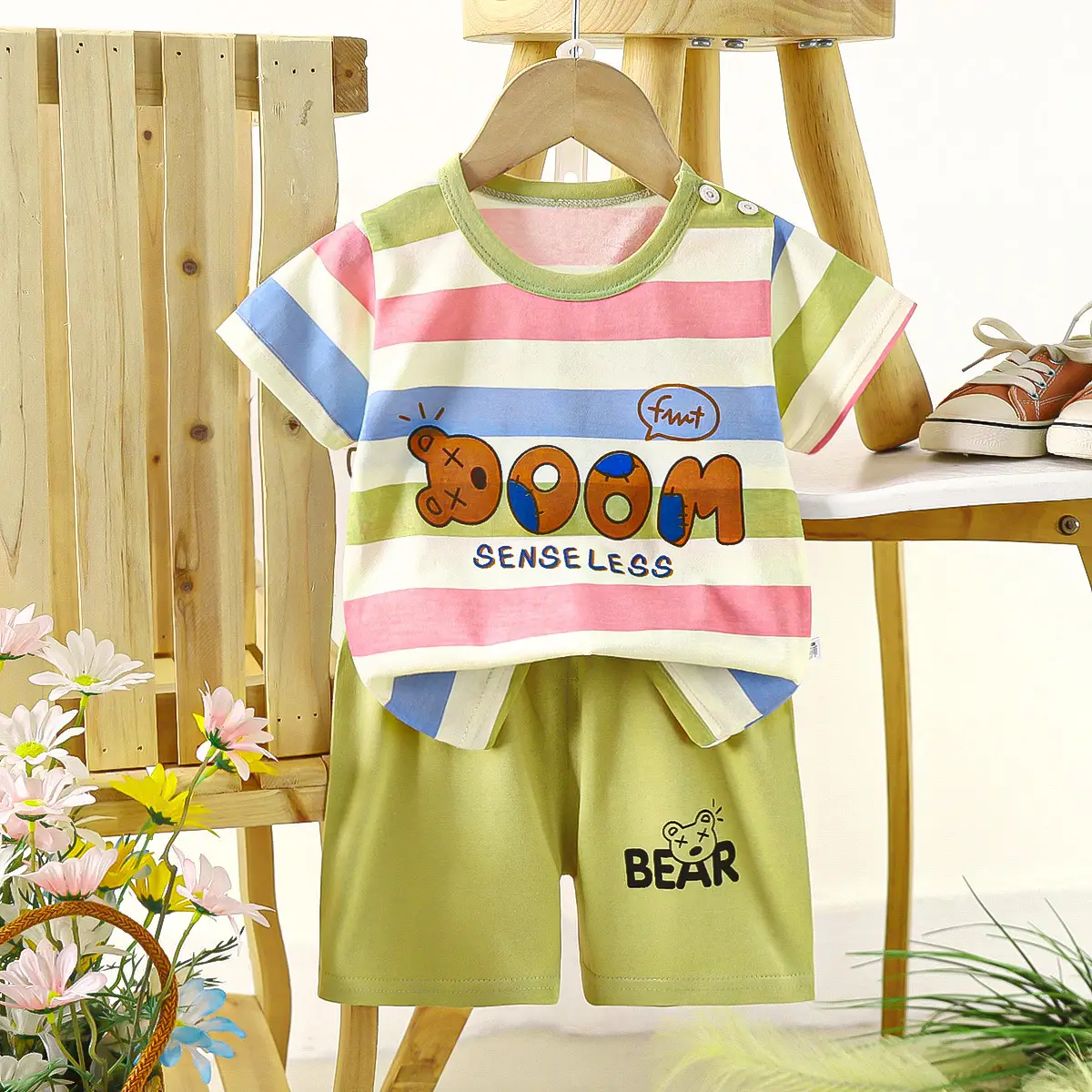 Boys Cotton Frog Print Shorts Suit Summer - Image 18