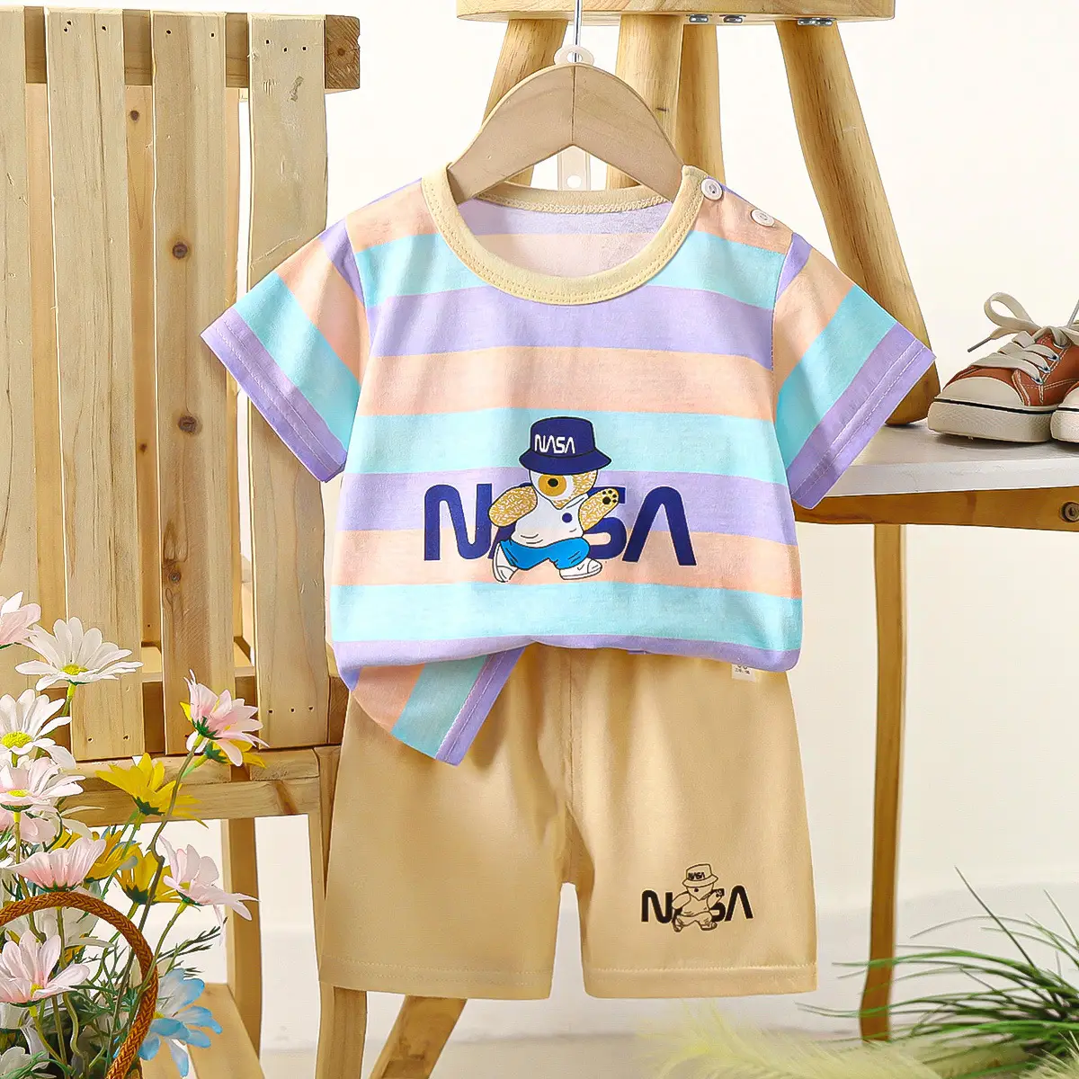 Boys Cotton Frog Print Shorts Suit Summer - Image 19