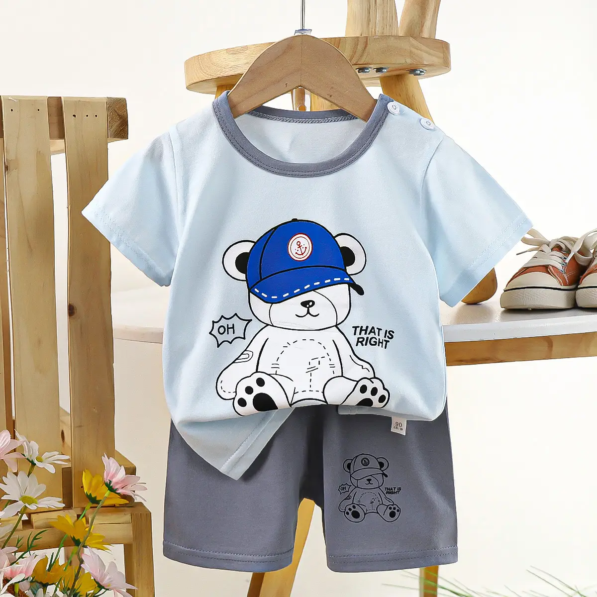 Boys Cotton Frog Print Shorts Suit Summer - Image 22