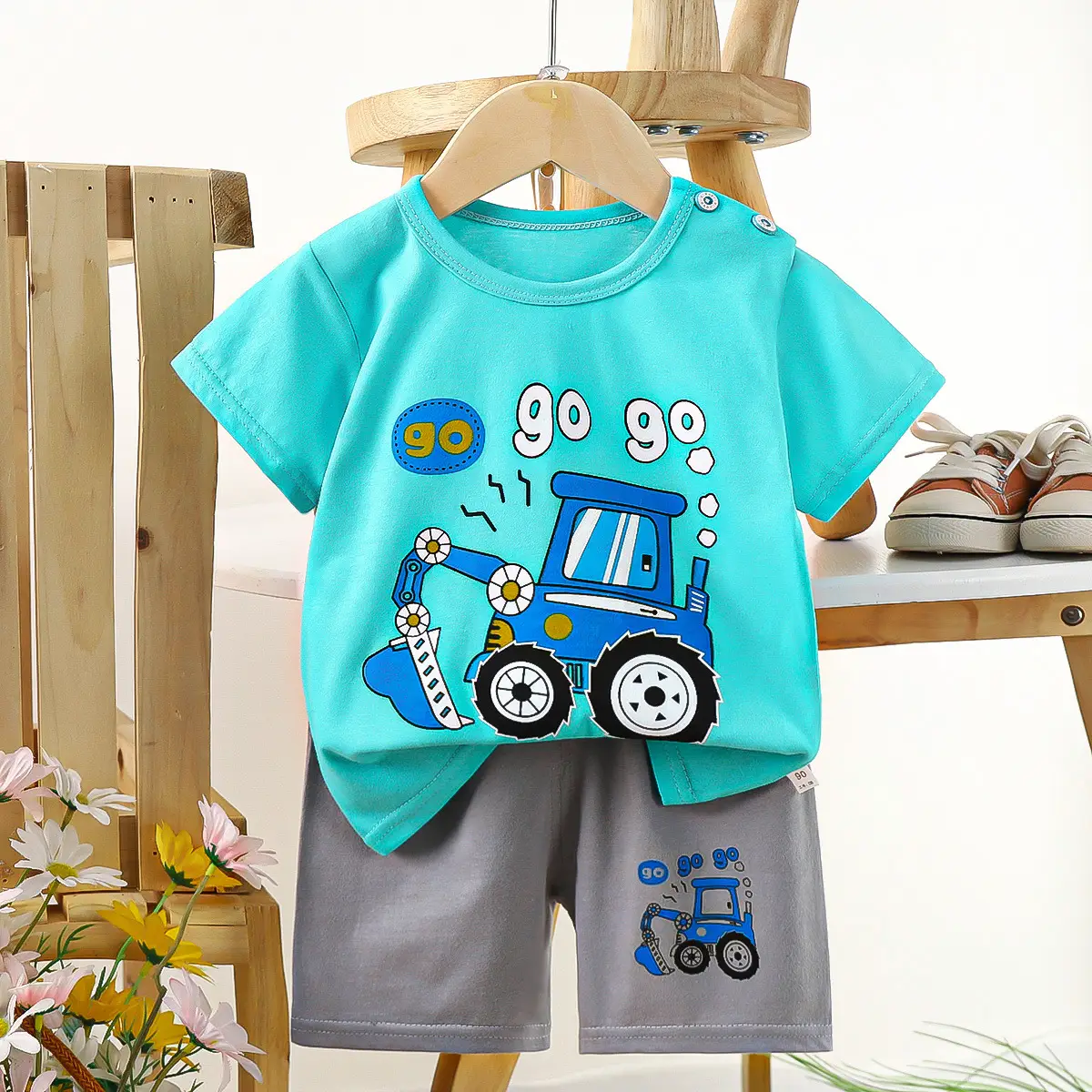 Boys Cotton Frog Print Shorts Suit Summer - Image 23