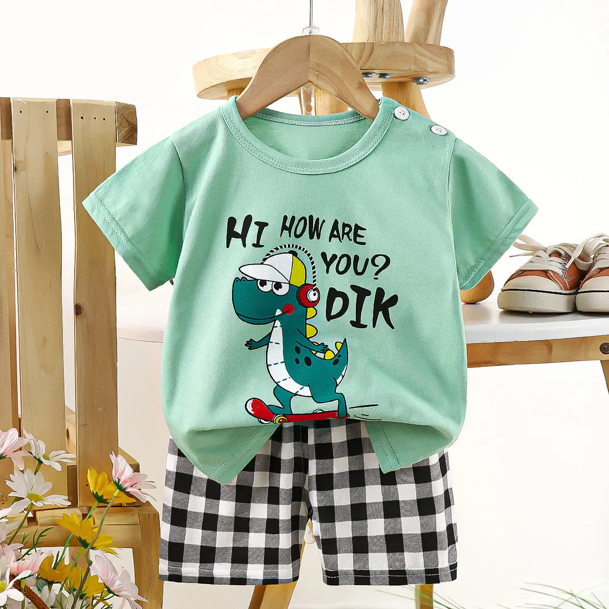 Boys Cotton Frog Print Shorts Suit Summer - Image 24