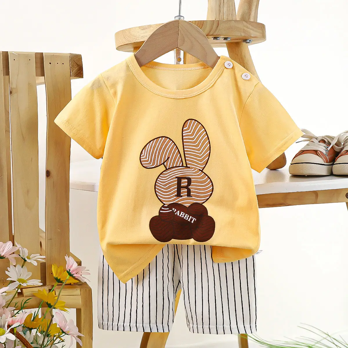 Boys Cotton Frog Print Shorts Suit Summer - Image 25