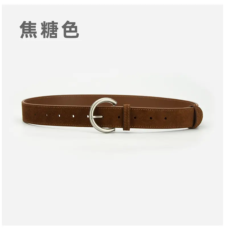 Women's Frosted Pin Buckle Belt Coffee Color — feature 10