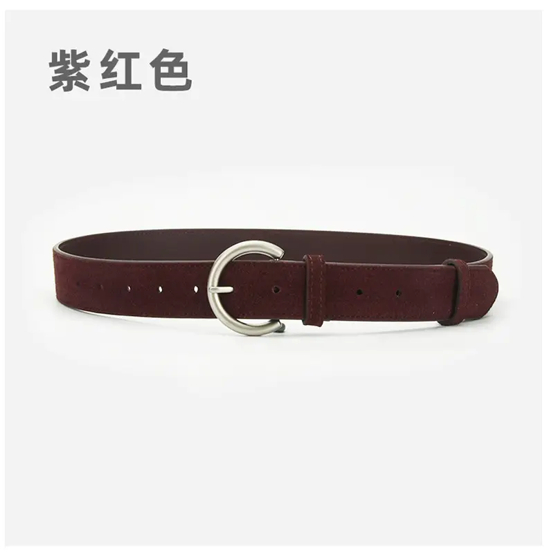 Women's Frosted Pin Buckle Belt Coffee Color — feature 12