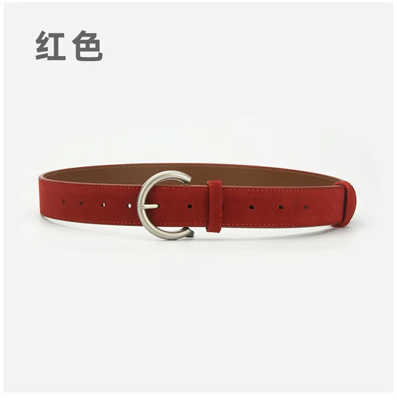 Women's Frosted Pin Buckle Belt Coffee Color — feature 13