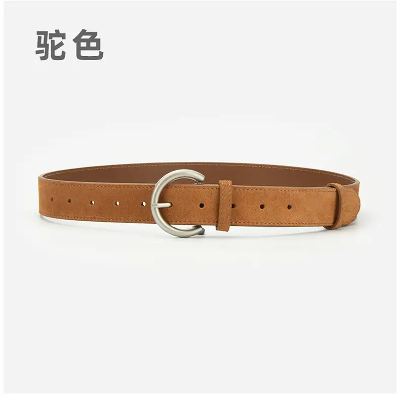 Women's Frosted Pin Buckle Belt Coffee Color — feature 14