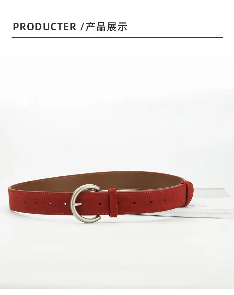 Women's Frosted Pin Buckle Belt Coffee Color — feature 16