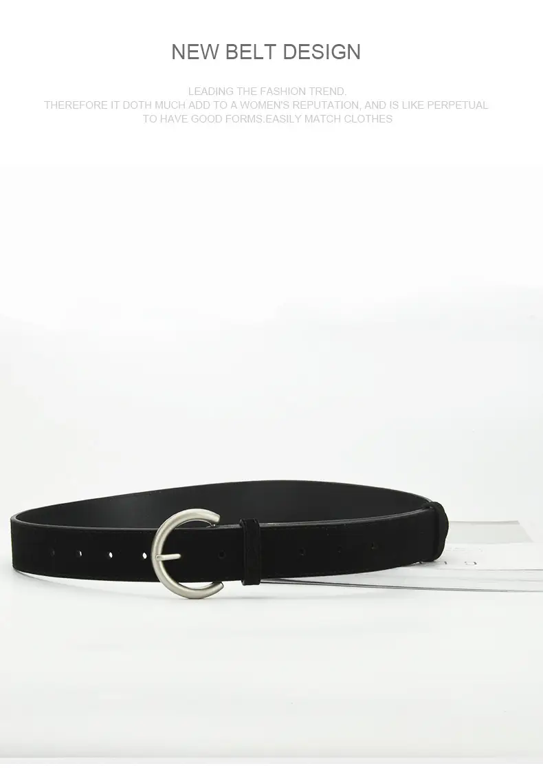 Women's Frosted Pin Buckle Belt Coffee Color — feature 17