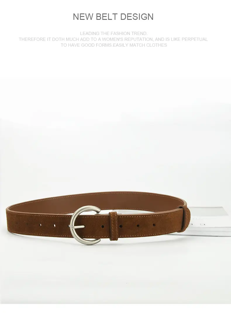 Women's Frosted Pin Buckle Belt Coffee Color — feature 18