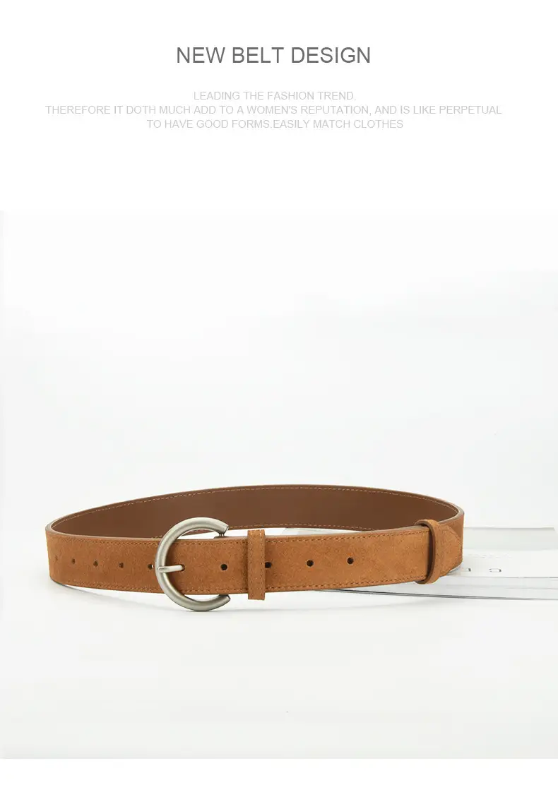 Women's Frosted Pin Buckle Belt Coffee Color — feature 19