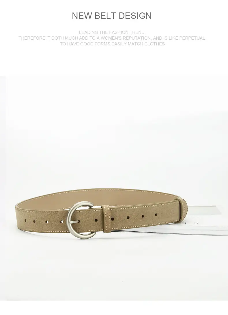 Women's Frosted Pin Buckle Belt Coffee Color — feature 20