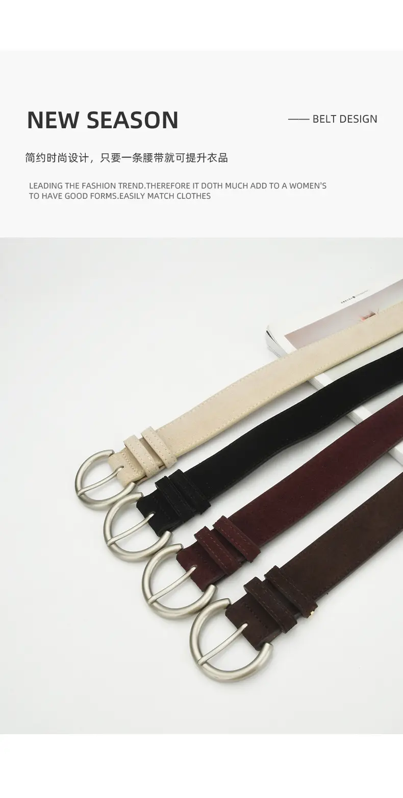 Women's Frosted Pin Buckle Belt Coffee Color — feature 4