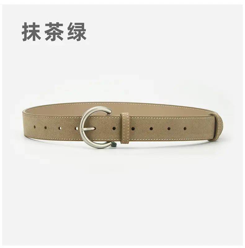 Women's Frosted Pin Buckle Belt Coffee Color — feature 9