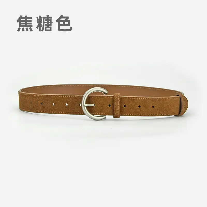 Women's Frosted Pin Buckle Belt Coffee Color