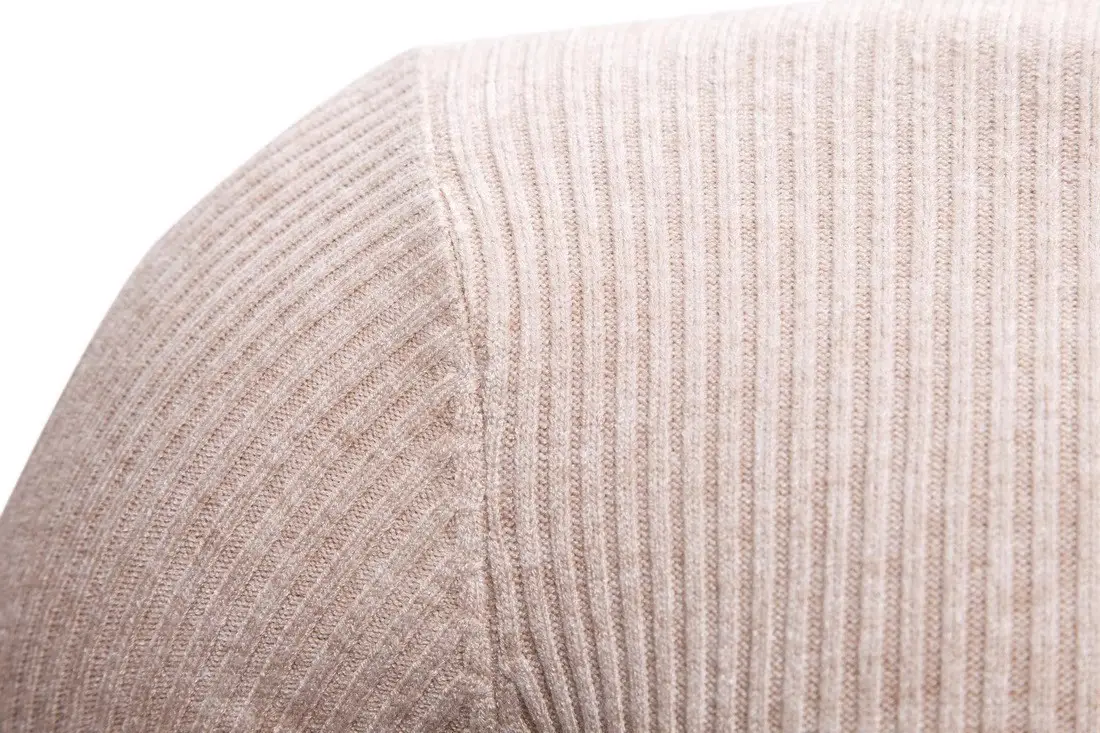 Men's Warm Turtleneck Sweater Brown Ribbed Slim Fit — feature 16
