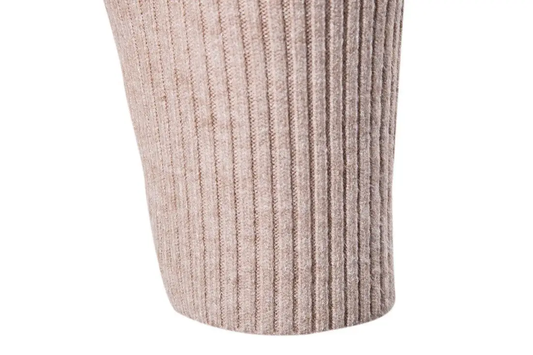 Men's Warm Turtleneck Sweater Brown Ribbed Slim Fit — feature 17