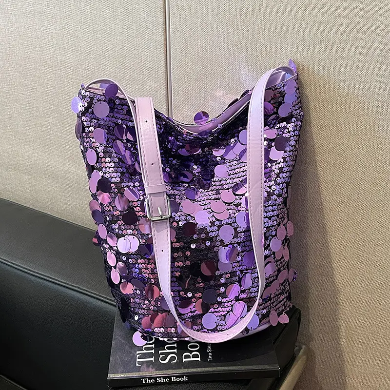 Big Sequins Bucket Bag Women 2024 Summer Western Style - Image 5