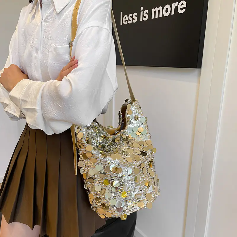 Big Sequins Bucket Bag Women 2024 Summer Western Style - Image 7