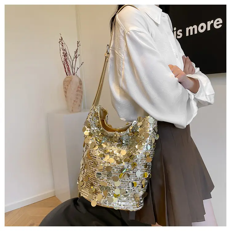 Big Sequins Bucket Bag Women 2024 Summer Western Style — feature 12