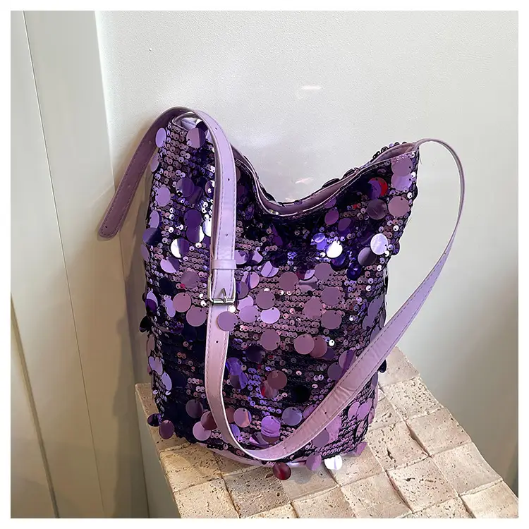 Big Sequins Bucket Bag Women 2024 Summer Western Style — feature 20