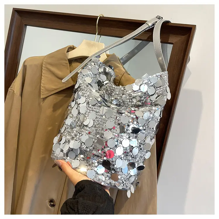 Big Sequins Bucket Bag Women 2024 Summer Western Style — feature 22