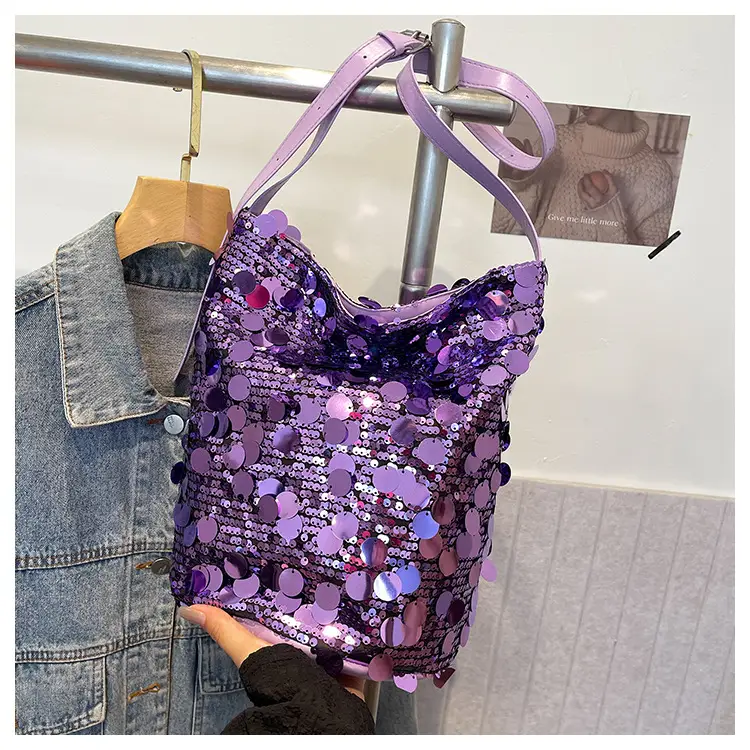 Big Sequins Bucket Bag Women 2024 Summer Western Style — feature 23