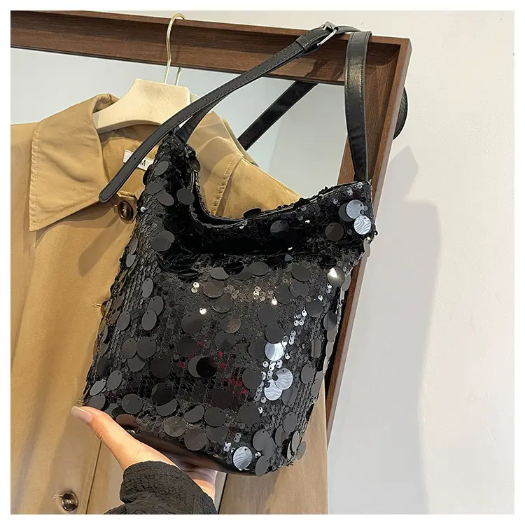 Big Sequins Bucket Bag Women 2024 Summer Western Style — feature 24