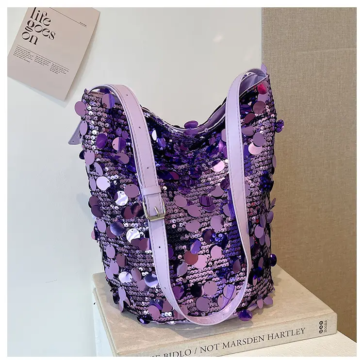 Big Sequins Bucket Bag Women 2024 Summer Western Style - Image 2