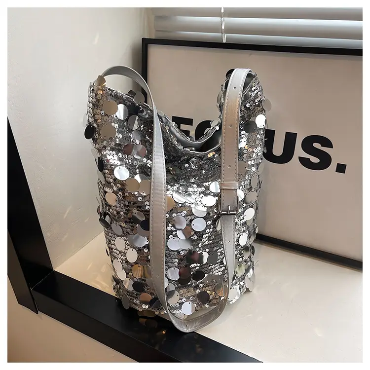 Big Sequins Bucket Bag Women 2024 Summer Western Style - Image 4