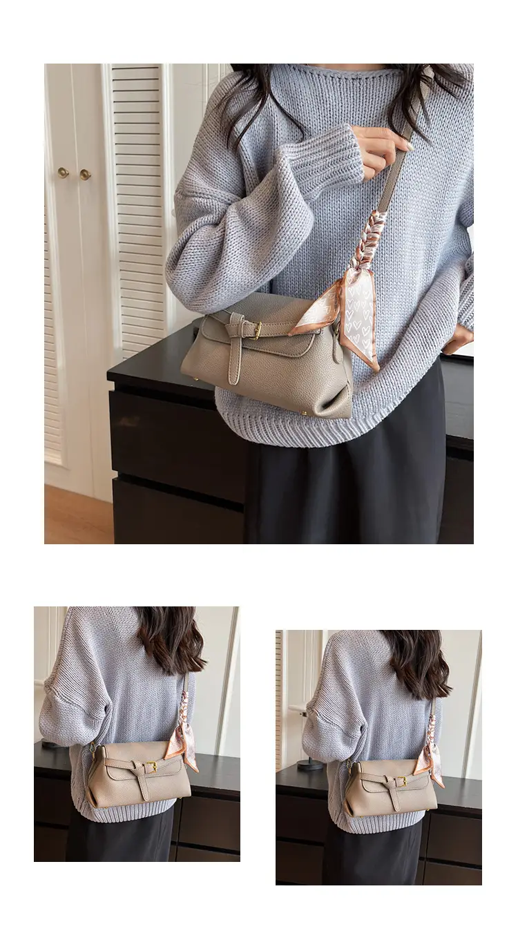 Women's Brown Leather Crossbody Bag with Gold Clasp — feature 10