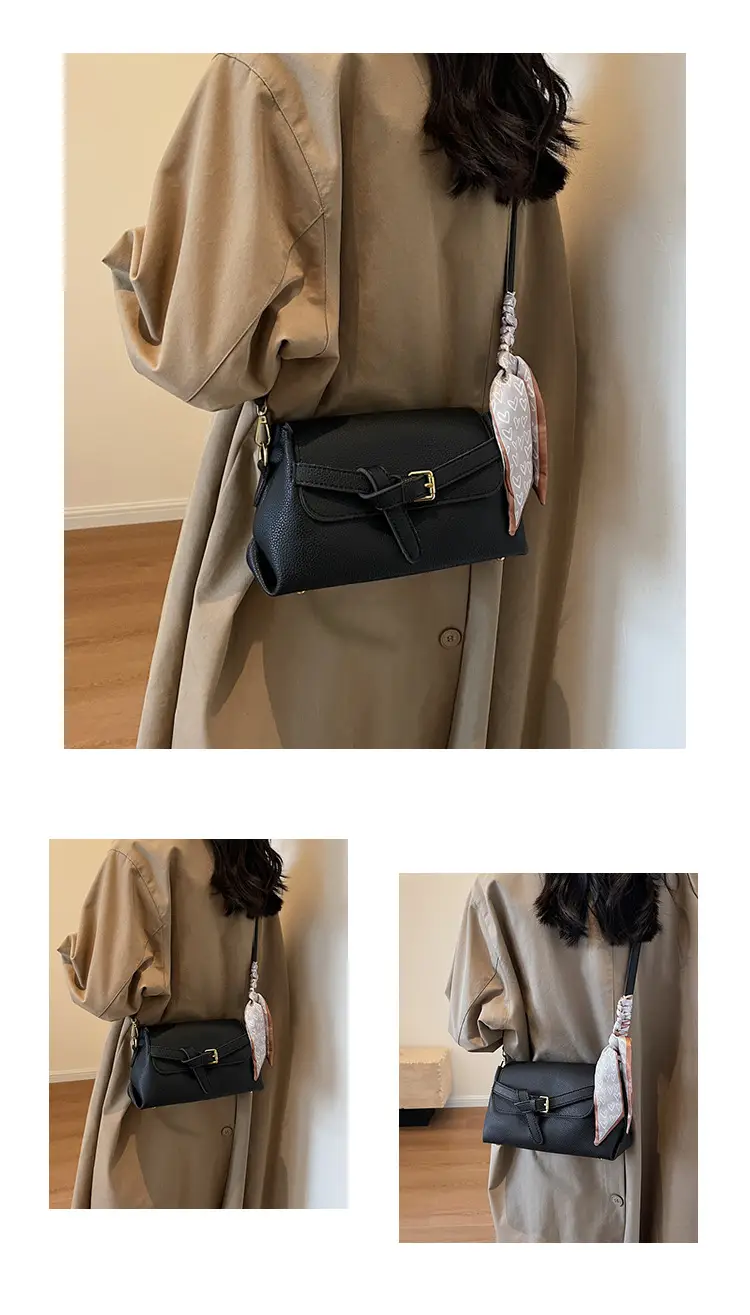Women's Brown Leather Crossbody Bag with Gold Clasp — feature 11